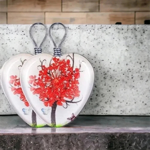 Resin Flower Pressed & Tree Heart Pendant Charm Stainless Steel Necklace - Picture 3 of 3